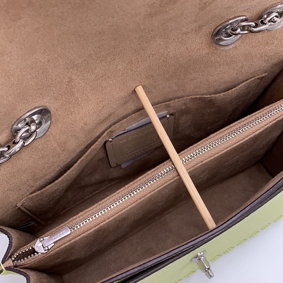 COACH NWT Lane Shoulder Bag With Whipstitch COLOR:
Silver/Pale Lime - Picture 6 of 16